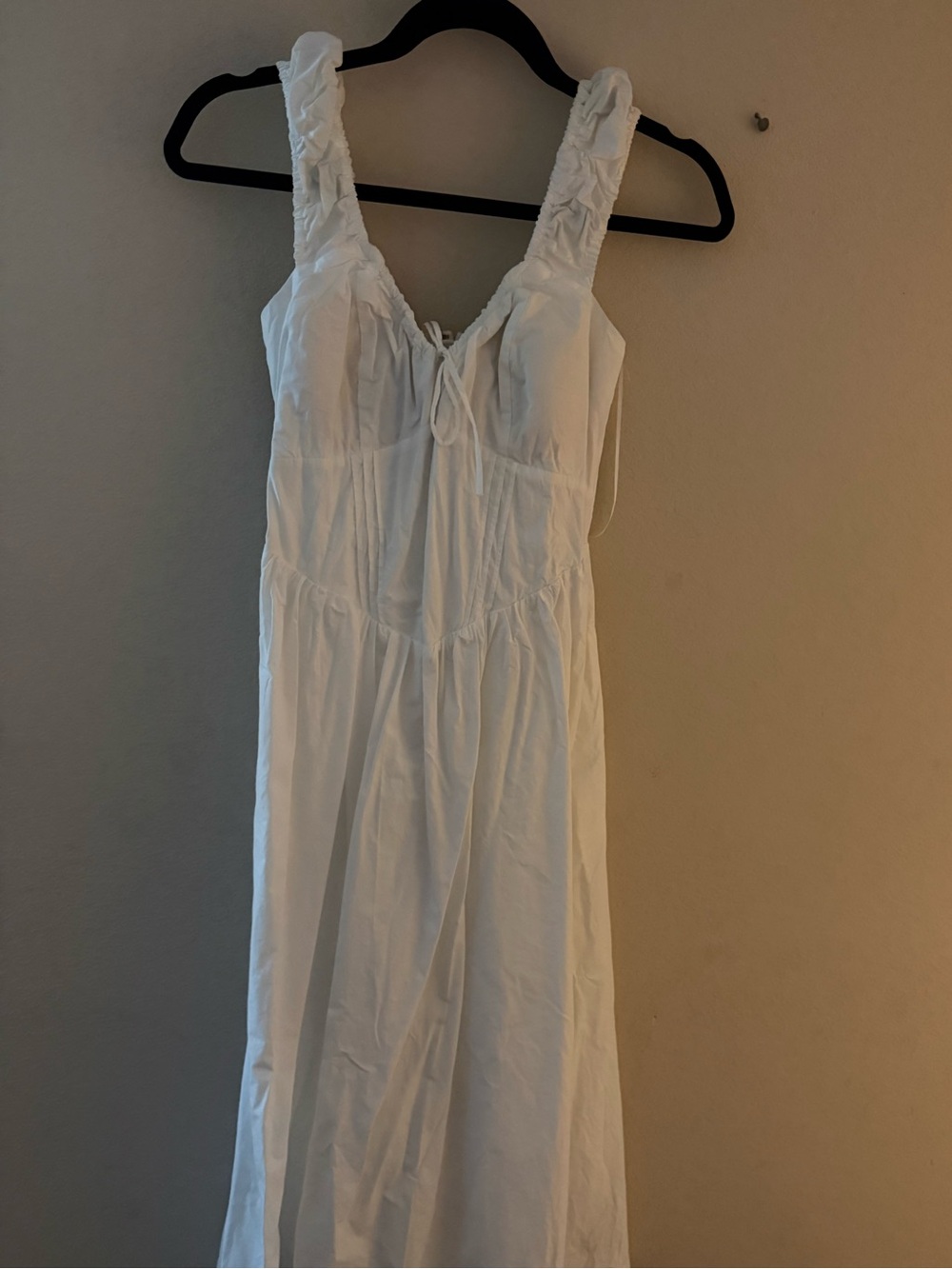 Abercrombie & Fitch White Sleeveless Maxi Dress with Tie Front